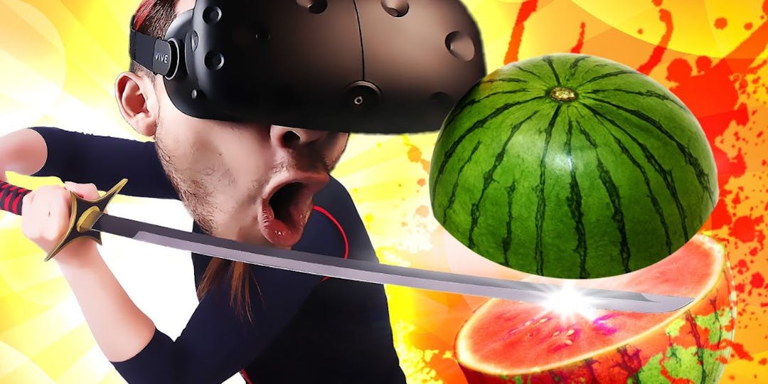 Gamer Playing Fruit Ninja Game